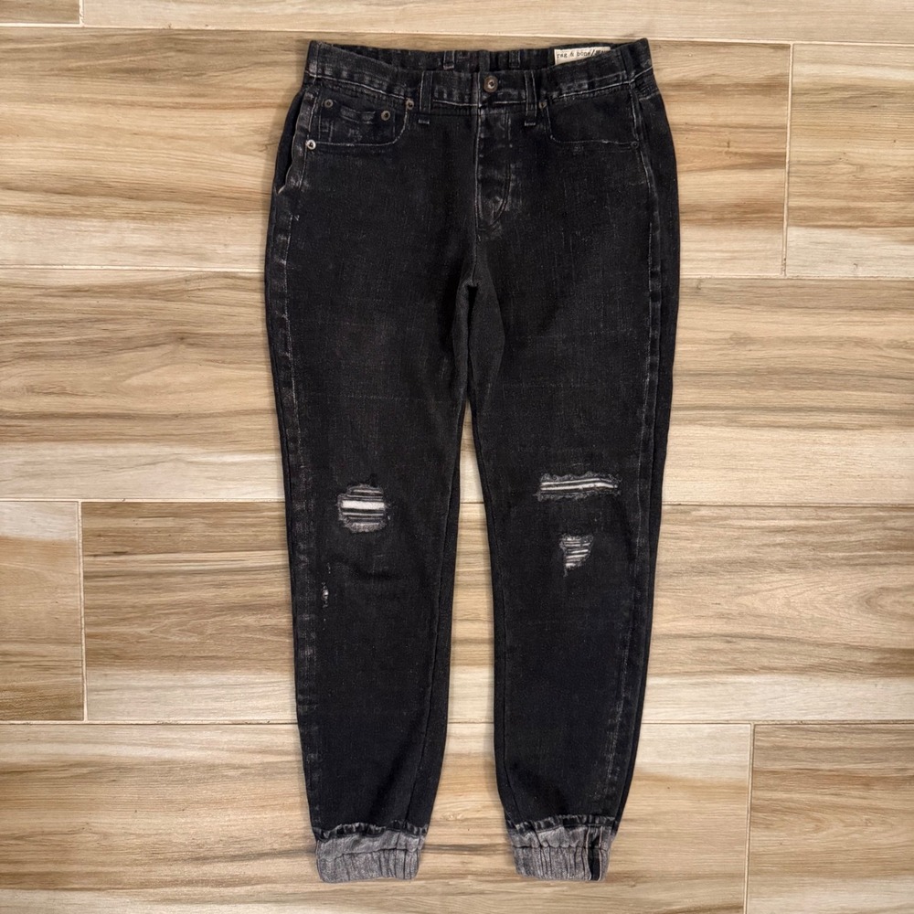 Rag & Bone Miramar Printed Denim Joggers Faded Black Made In Japan Size XS